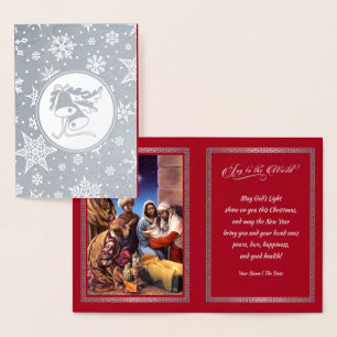 Carte Dorée Scène de la Nativité Afro-Américaine Noël réel