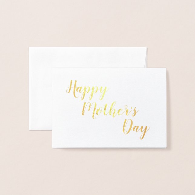 Carte Dorée Script personnalisé Bonne fête des mères (Devant avec enveloppe)
