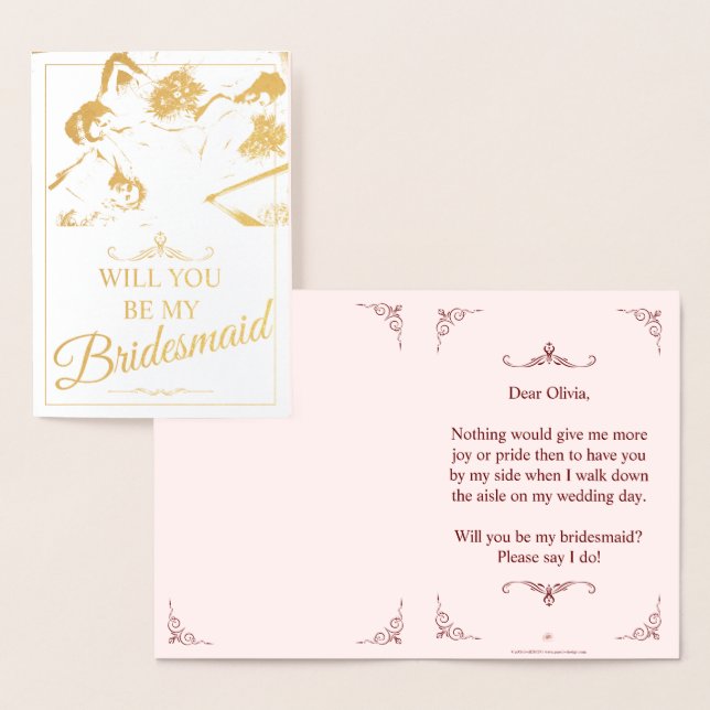 Carte Dorée Serez-Vous Ma Femme D'Accueil ? Trois Bridesmaitre (Affichage)