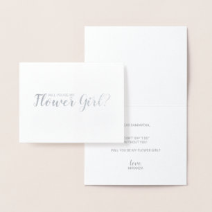 Carte Dorée Serez-Vous Ma Fille Fleur ? Script moderne Silver