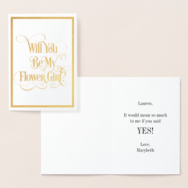 Carte Dorée Serez-Vous Ma Flower Girl Gold Foil Card (Affichage)