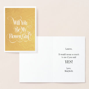 Carte Dorée Serez-Vous Ma Flower Girl Gold Foil Card