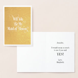 Carte Dorée Serez-Vous Ma Maid Of Honor Foil Card ?