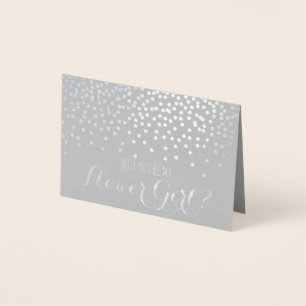 Carte Dorée Serez-Vous Mon Mariage Flower Girl Silver Foil