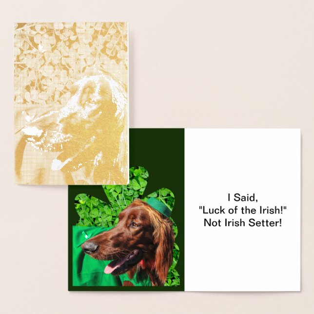 Carte Dorée Setter irlandais de la Saint Patrick à Clovers, ZS (Affichage)