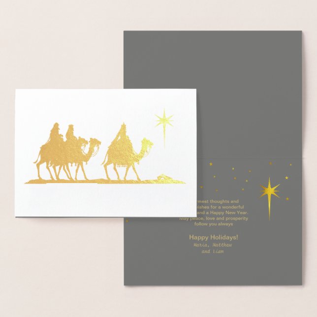Carte Dorée Silhouette Gold de trois hommes sages ID424 (Affichage)