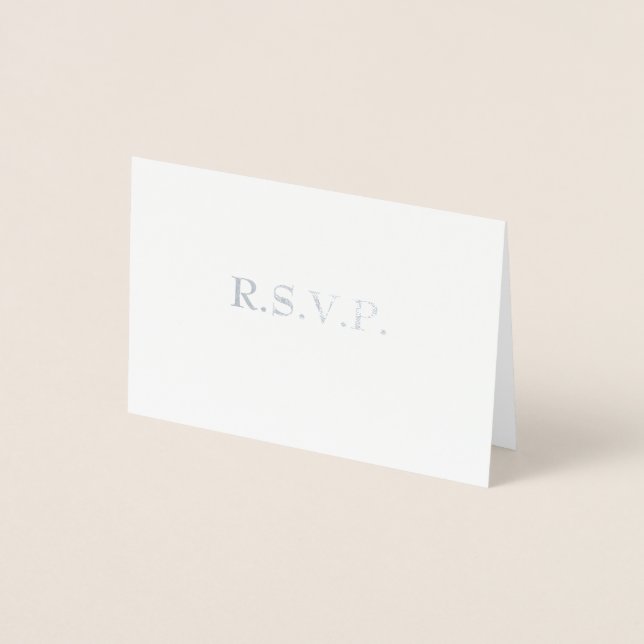 Carte Dorée Silver Foil Rose Gold Wedding RSVP (Devant)