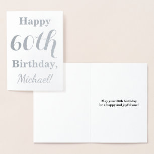 Carte Dorée Simple Argent Foil 60e anniversaire + Nom personna
