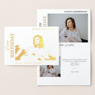 Carte Dorée Simple Elegant Moderne Anniversaire Photo Élégante