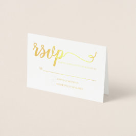 Carte Dorée Simple Elegant or RSVP script événement