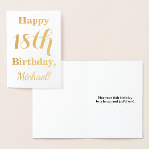 Carte Dorée Simple Gold Foil 18e anniversaire + Nom personnali