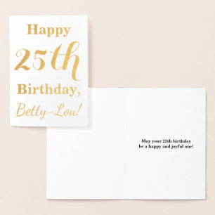 Carte Dorée Simple Gold Foil 25e anniversaire + Nom personnali