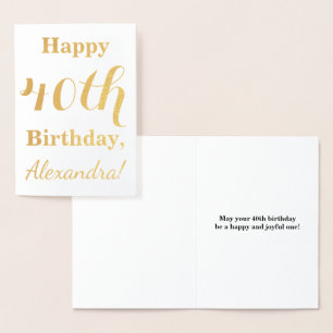 Carte Dorée Simple Gold Foil 40e anniversaire + Nom personnali