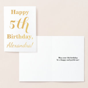 Carte Dorée Simple Gold Foil 5e anniversaire + Nom personnalis