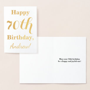 Carte Dorée Simple Gold Foil 70e anniversaire + Nom personnali