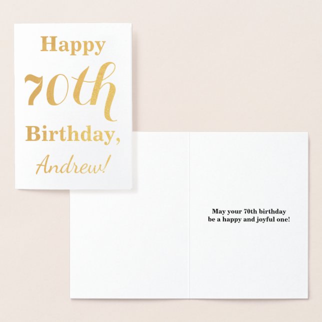 Carte Dorée Simple Gold Foil 70e anniversaire + Nom personnali (Affichage)