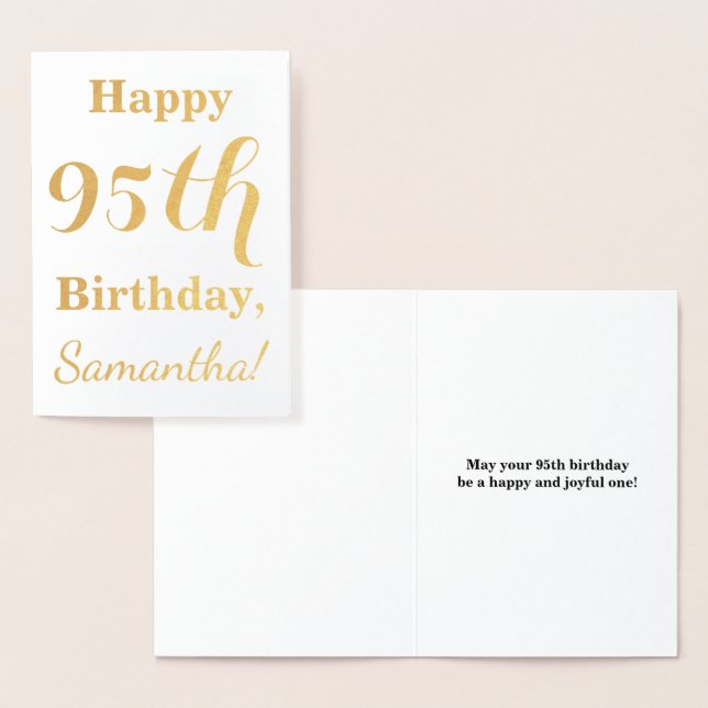 Carte Dorée Simple Gold Foil 95e anniversaire + Nom personnali (Affichage)