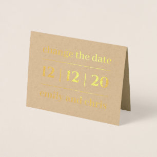 Carte Dorée Simple moderne Changer la date Mariage Gold Kraft
