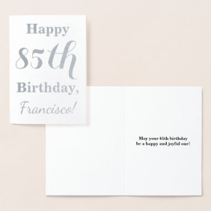 Carte Dorée Simple Papier Aluminium Argenté 85e Anniversaire +