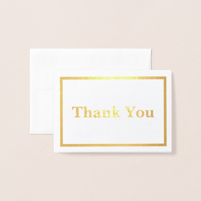 Carte Dorée Simple Thank You (Devant avec enveloppe)