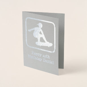 Carte Dorée Skateboard Guy - Photo personnelle à l'intérieur -