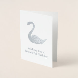 Carte Dorée Sliver Swan Motif - Votre texte sur un élégant
