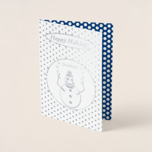 Carte Dorée Snowlady de Noël Jongler boules de neige drôle Per