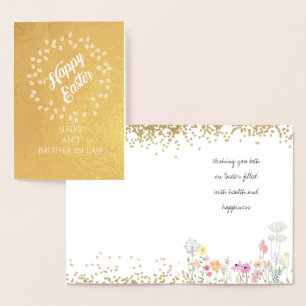 Carte Dorée Soeur et beau-frère VRAI de Pâques FOIL