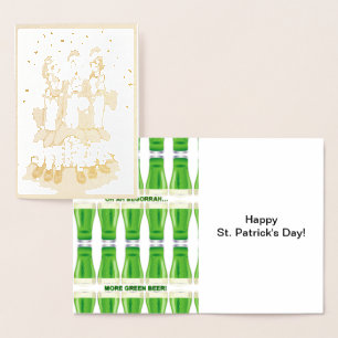 Carte Dorée St. Patrick's Day chantant irlandais avec bière, Z