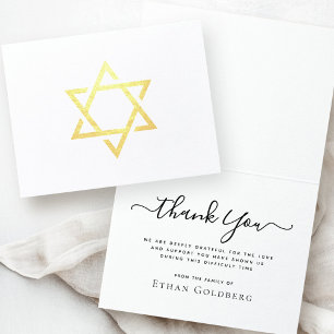 Carte Dorée Star of David elegant real foil sympathy thank you
