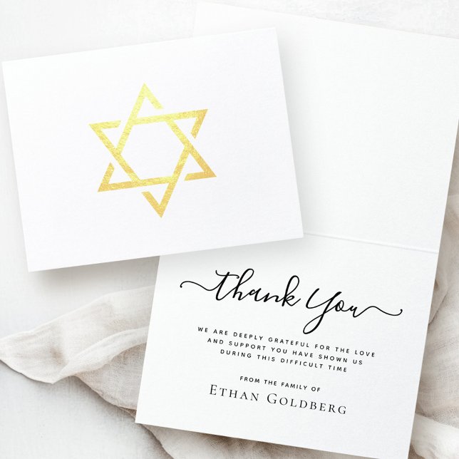 Carte Dorée Star of David elegant real foil sympathy thank you (Star of David elegant real foil sympathy thank you Foil Card)