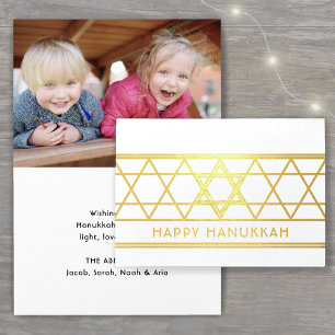Carte Dorée Star of David Happy Hanoukka Modern Simple 1 Photo