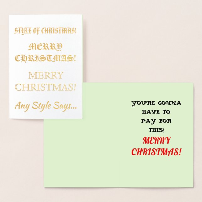 Carte Dorée Style de Joyeuses Polices de Noël Citation amusant (Affichage)