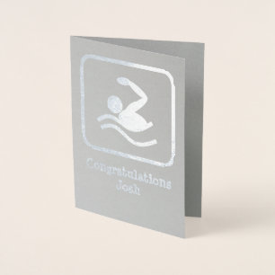 Carte Dorée Swimmer in Silver - Téléchargez une photo et Perso