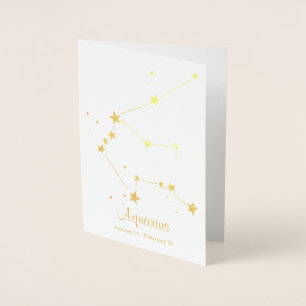 Carte Dorée SYMBOLE Zodiaque D'Huile D'Or Aquarius