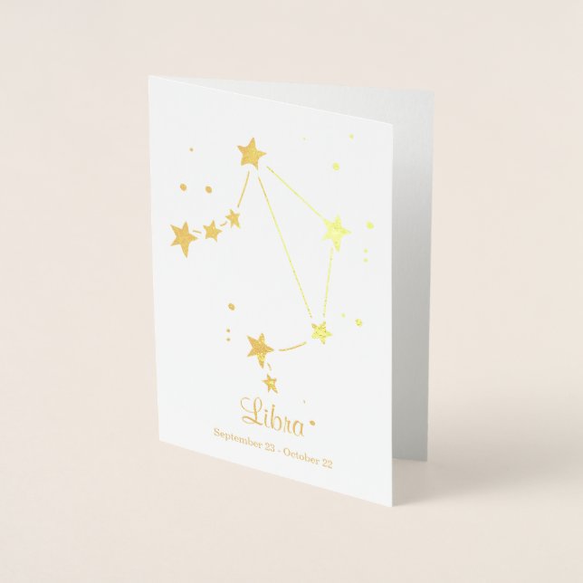 Carte Dorée Symbole Zodiaque LIBRA Gold Foil (Devant)