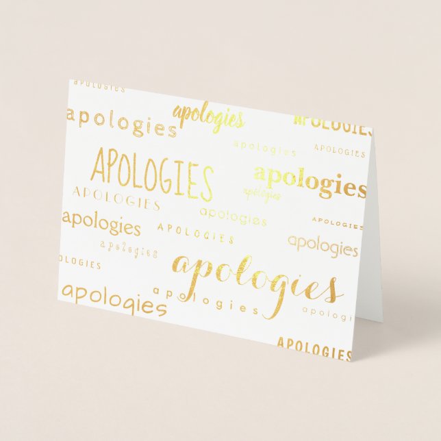 Carte Dorée tant d'excuses pour le papier or (Devant)