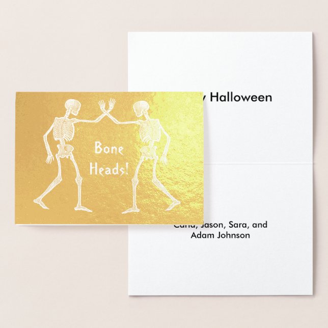 Carte Dorée Têtes d'os Skeletons Noms Personnalisés Bonne Hall (Affichage)