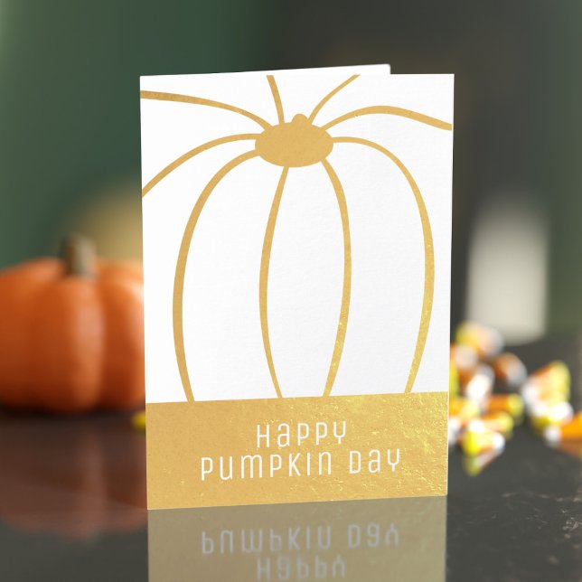 Carte Dorée Thanksgiving Thankful for You Citrouille Foil Card (Happy Pumpkin Day! )