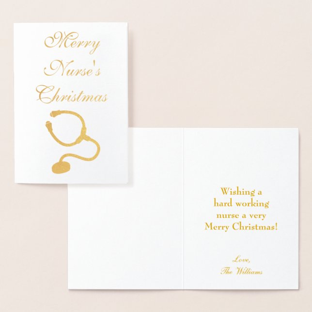 Carte Dorée Thème infirmière stéthoscope Noël (Affichage)