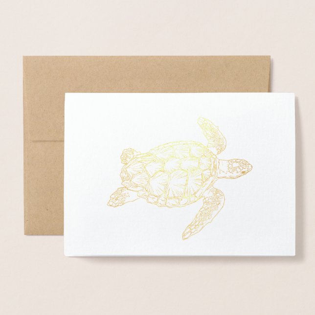 Carte Dorée Tortue de mer (Devant avec enveloppe)