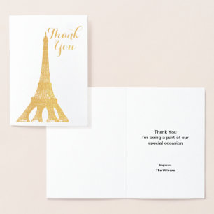 Carte Dorée Tour Eiffel Or Paris party merci