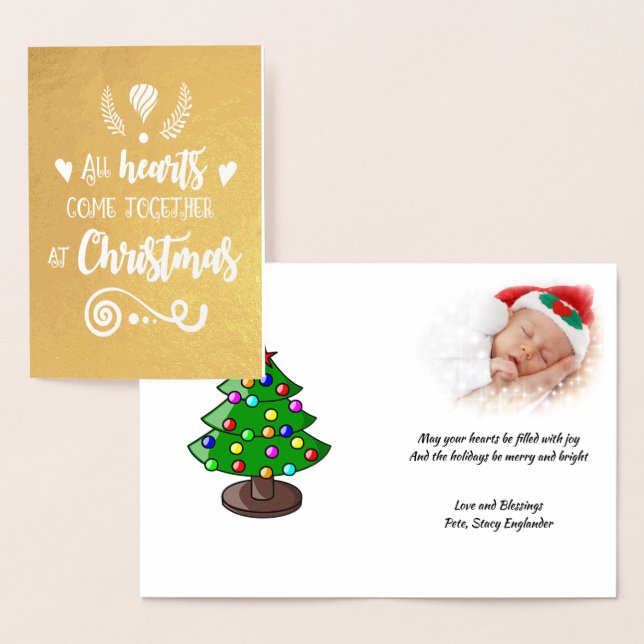 Carte Dorée Tous Les Coeurs Se Réunissent À Christmas Gold, ZS (Affichage)