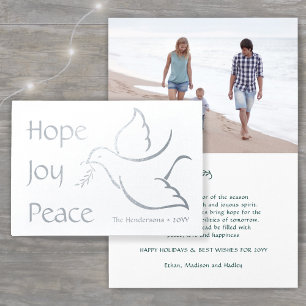 Carte Dorée Tout Texte Holiday Dove Peace Hope Joy Photo moder