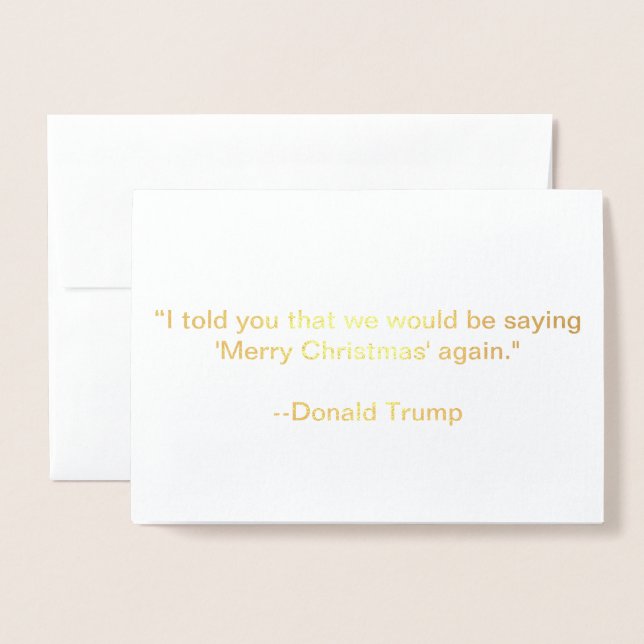 Carte Dorée Trump : à nouveau dire Joyeux Noël. (Devant avec enveloppe)