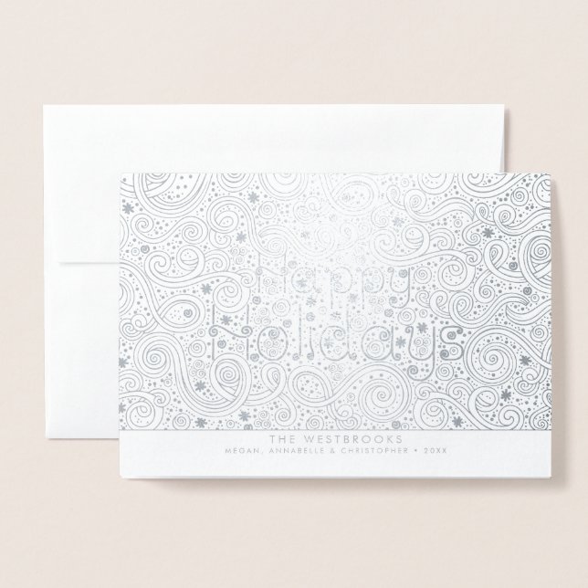 Carte Dorée Typographie moderne Joyeuses fêtes (Devant avec enveloppe)