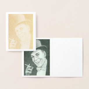 Carte Dorée Un homme en haut du chapeau Fumer Gold Foil Note C
