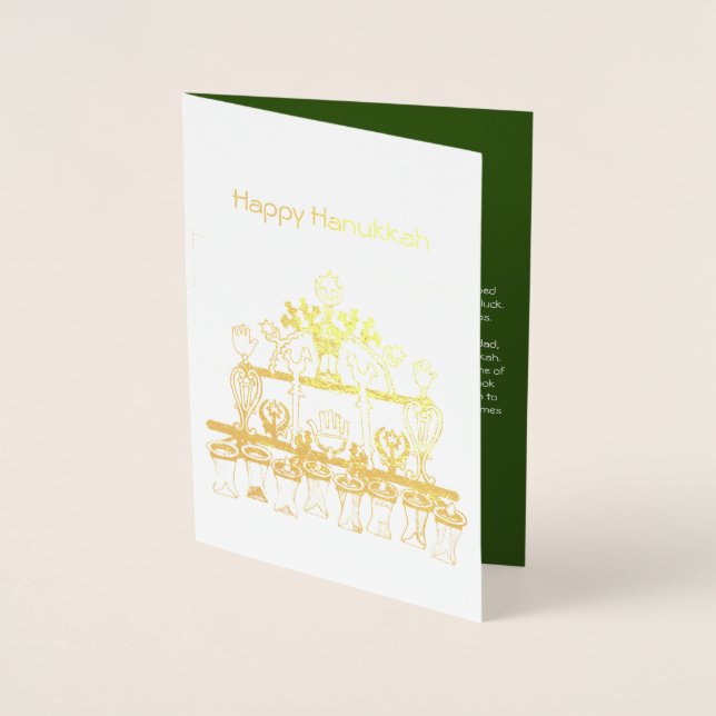 Carte Dorée Un Lampe Hanoukka Baghdadi (Devant)