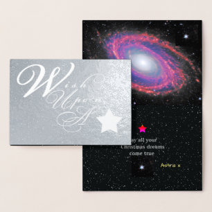 Carte Dorée Un Souhait De Noël Argent Sur Une Étoile