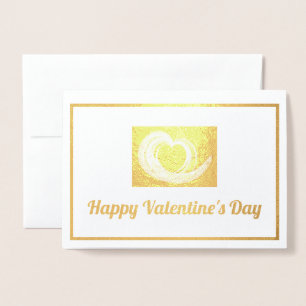 Carte Dorée Valentine Swirl Fractal Art Heart Gold et violet